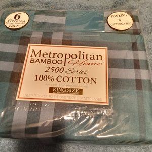 Sheet Set  King Metropolitan 6 Piece Bamboo 100% Cotton Multicolor New